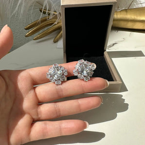 Cercei Wesara , placati aur alb, zirconiu cubic AAA GLAMADEA