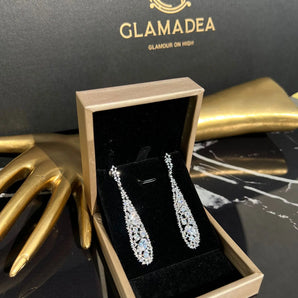 Cercei Xenia, placat aur alb, zirconiu cubic AAA GLAMADEA