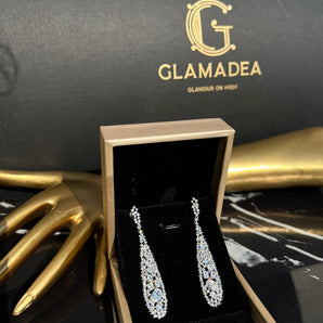 Cercei Xenia, placat aur alb, zirconiu cubic AAA GLAMADEA