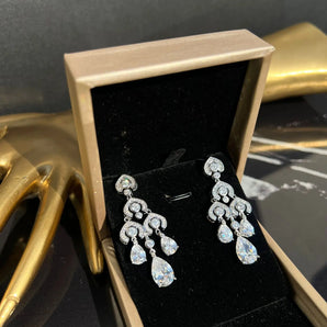 Cercei Zelia, placat aur alb, zirconiu cubic AAA GLAMADEA