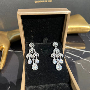 Cercei Zelia, placat aur alb, zirconiu cubic AAA GLAMADEA