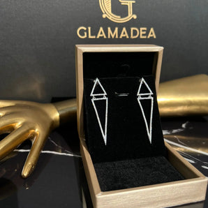 Cercei minimalist Tirasy, placat aur alb, zirconiu cubic AAA GLAMADEA