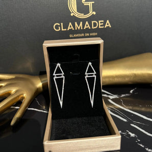 Cercei minimalist Tirasy, placat aur alb, zirconiu cubic AAA GLAMADEA