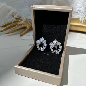 Cercei zirconiu cubic eveniment, Keny, placat aur alb, Elemente Swarowski GLAMADEA