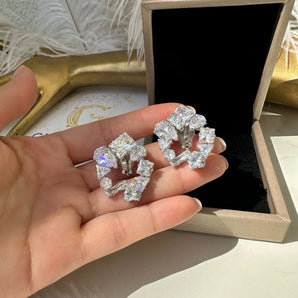 Cercei zirconiu cubic eveniment, Keny, placat aur alb, Elemente Swarowski GLAMADEA