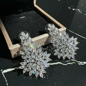 Cerceii Tania, zirconiu cubic AAA, placat aur alb GLAMADEA