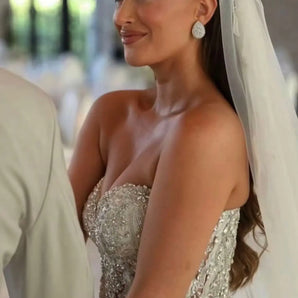 Diadema Aurora, placata aur alb, zirconii cubice AAAAA, Elementele Swarovski GLAMADEA