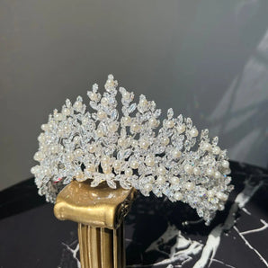 Diadema Maia, zirconiu cubic, placata aur alb, fir argintat GLAMADEA