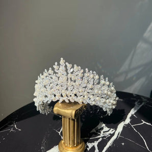Diadema Maia, zirconiu cubic, placata aur alb, fir argintat GLAMADEA