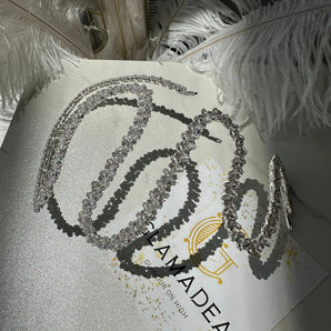 Diadema Olinea, placata aur alb, zirconii cubice AAAAA GLAMADEA