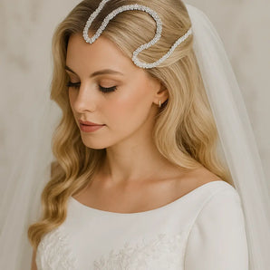 Diadema Olinea, placata aur alb, zirconii cubice AAAAA GLAMADEA