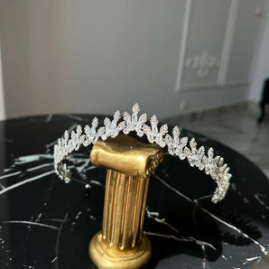 Diadema mireasă Arvina, placata aur alb, zirconiu cubic AAA GLAMADEA