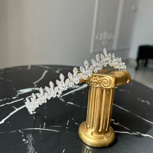 Diadema mireasă Arvina, placata aur alb, zirconiu cubic AAA GLAMADEA