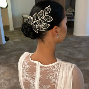 Diadema mireasă Coralia, eveniment, stil retro, ramuri, frunze, cristale GLAMADEA