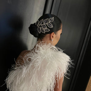 Diadema mireasă Coralia, eveniment, stil retro, ramuri, frunze, cristale GLAMADEA