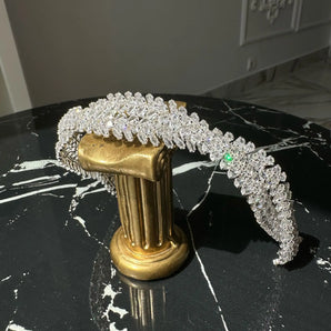 Diadema mireasă Helia, placata aur alb, zirconiu cubic AAA GLAMADEA