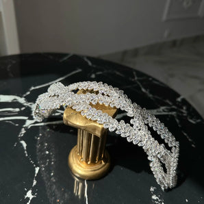 Diadema mireasă Maral, placata aur alb, zirconiu cubic AAA GLAMADEA