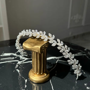 Diadema mireasă Shima, zirconiu cubic AAA, placată aur alb GLAMADEA
