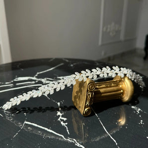 Diadema mireasă Shima, zirconiu cubic AAA, placată aur alb GLAMADEA