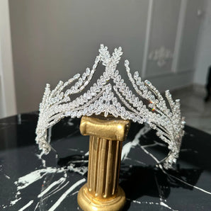 Diadema mireasă Vanya, placata aur alb, zirconiu cubic AAAAA GLAMADEA