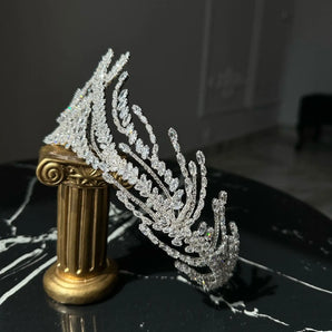 Diadema mireasă Vanya, placata aur alb, zirconiu cubic AAAAA GLAMADEA