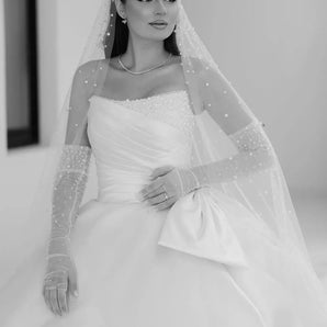 Diadema mireasă stil coroană, Ekaterina, zirconiu cubic, placată rodiu Glamadearo