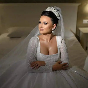 Diadema mireasă stil coroniță, Lara, placată aur alb, perle, zirconiu cubic Glamadearo