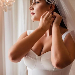 Diadema mireasă, Geline, placată aur alb, zirconii cubice Glamadearo