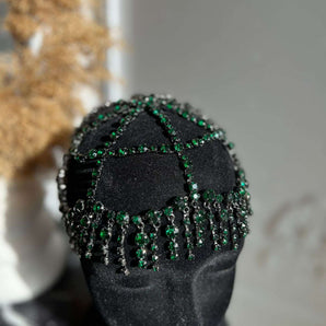 Accesoriu de cap Roua, cristal verde/negru, aliaj de zinc