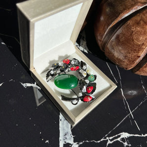 Brosa Mistletoe, aliaj de zinc, cristale fatetate