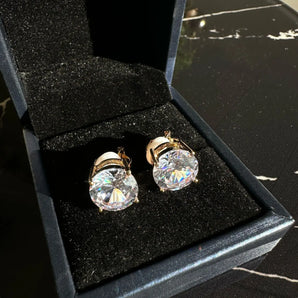 Cercei clips Delice, placati  aur alb sau galben, zirconiu cubic - GLAMADEA