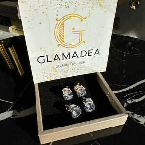 Cercei clips Delice, placati  aur alb sau galben, zirconiu cubic - GLAMADEA
