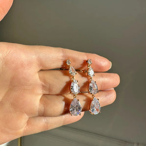 Cercei clips Lisary , zirconiu cubic, placat aur alb, placat aur galben - GLAMADEA