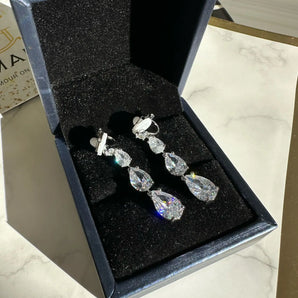 Cercei clips Lisary , zirconiu cubic, placat aur alb, placat aur galben - GLAMADEA