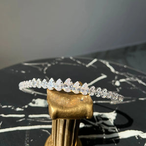 Diadema mireasă finuță tip tiara, Zaviera, zirconii cubice, placată aur alb - GLAMADEA