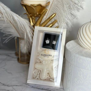 Set Cadou Sarbatori , Amira , Cercei placați argint și lumânare parfumată din ceară naturală de soia GLAMADEA