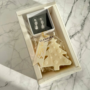 Set Cadou Sarbatori , Katy , Cercei placați argint și lumânare parfumată din ceară naturală de soia GLAMADEA