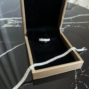 Set bratara si inel Ursay, placat aur alb, zirconiu cubic AAA GLAMADEA