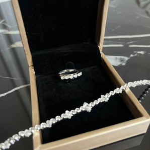 Set bratara si inel Zafira, placat aur alb, zirconiu cubic AAA GLAMADEA