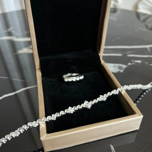 Set bratara si inel Zafira, placat aur alb, zirconiu cubic AAA GLAMADEA