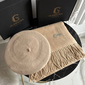 Set cadou bereta lana 100% si esarfa cashmere 100% calitate premium GLAMADEA