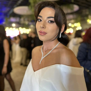 Set cercei si colier Anais, zirconiu cubic AAA, placat aur alb GLAMADEA