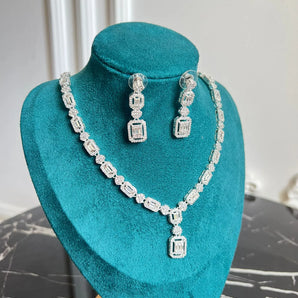 Set cercei si colier Eliany, zirconiu cubic AAA, placat aur alb GLAMADEA