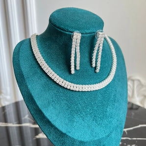 Set cercei si colier Meliora, zirconiu cubic AAA, placat aur alb GLAMADEA