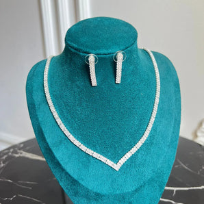 Set cercei si colier Ursay, zirconiu cubic AAA, placat aur alb GLAMADEA