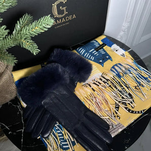 Set eșarfă și mănuși Lia, cashmere, material textil, cadou, chic GLAMADEA