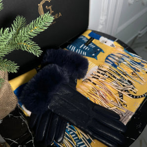 Set eșarfă și mănuși Lia, cashmere, material textil, cadou, chic GLAMADEA
