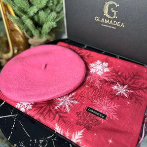Set esarfa casmir si bereta lana Pink, cadou, personalizare GLAMADEA