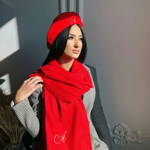 Set esarfa si bereta Elyss, cashmere, lana prelucrata GLAMADEA