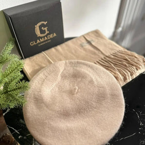 Set esarfa si bereta Felys, cashmere PREMIUM, lana prelucrata GLAMADEA